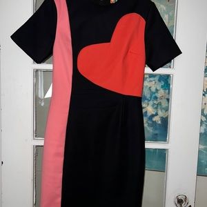 COPY - VINTAGE MOSCHINO COUTURE Black  & RED BIG Heart  &pink  DRESS Size Itali…